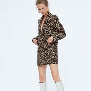 ZARA Leopard Print Jacquard Coat. NWT. Size XS.